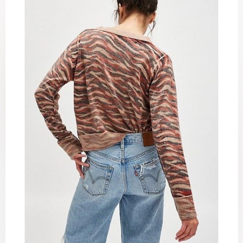 NWOT FREE PEOPLE Cashmere Nocturnal Cardi Tiger Print - Picture 4 of 11